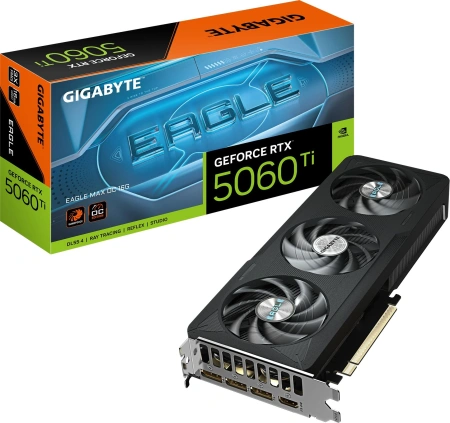 Видеокарта Gigabyte PCI-E 5.0 GV-N506TEAGLEMAX OC-16GD 1.0 NVIDIA GeForce RTX 5060TI 16Gb 128bit GDDR7 2617/28000 HDMIx1 DPx3 HDCP Ret