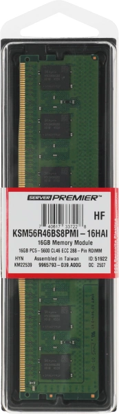 Память DDR5 Kingston KSM56R46BS8PMI-16HAI 16Gb DIMM ECC Reg PC5-44800 CL46 5600MHz