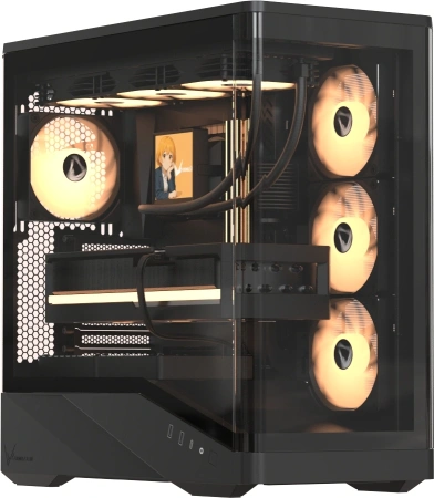 Корпус Formula Crystal U9 черный без БП ATX 9x120mm 3x140mm 2xUSB3.0 audio bott PSU
