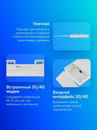 Роутер беспроводной Cudy LT400 Outdoor N300 10/100BASE-TX/4G cat. 4 белый