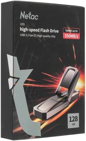 Флеш Диск Netac 128GB US5 NT03US5C-128G-32TA USB3.2 серый