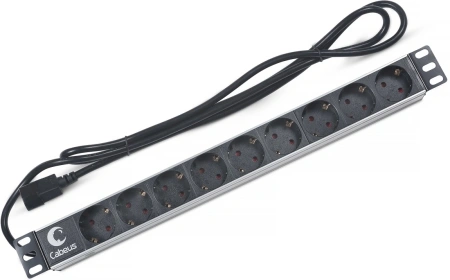 Блок распределения питания Cabeus PDU-9P-2IEC гор.размещ. 9xSchuko 10A C14 2м