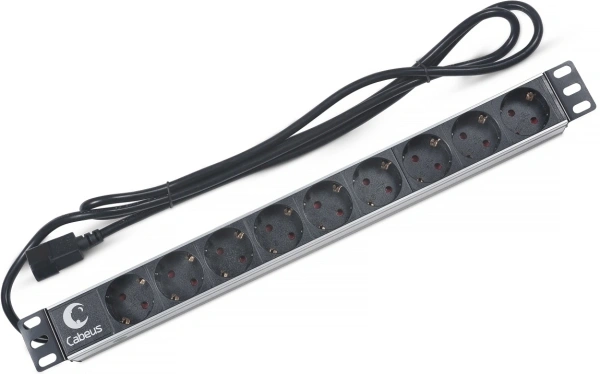 Блок распределения питания Cabeus PDU-9P-2IEC гор.размещ. 9xSchuko 10A C14 2м