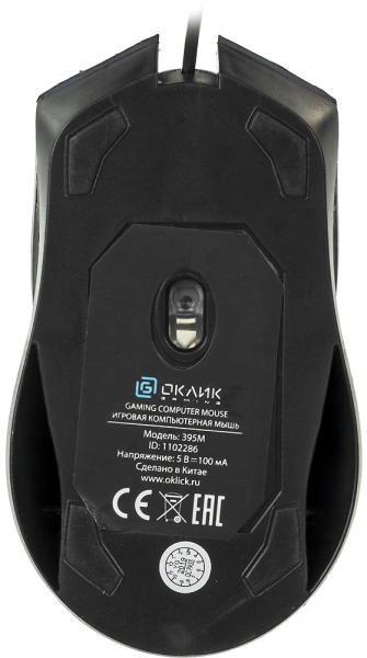 Мышь Оклик 395M SHADOW черный оптическая 1500dpi USB для ноутбука 3but (1102286)