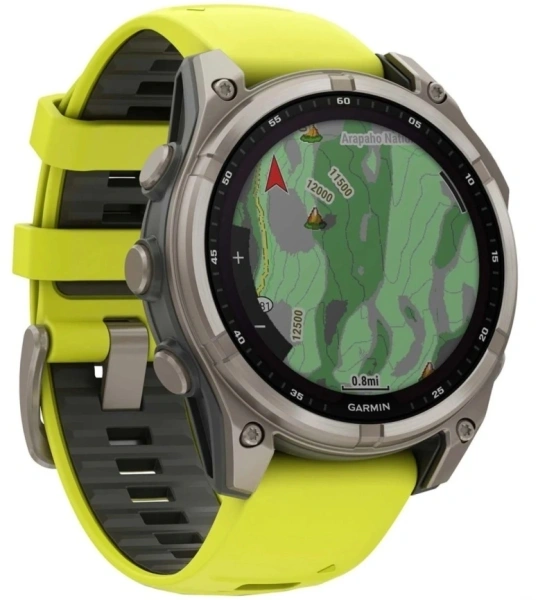 Смарт-часы Garmin Fenix 8 Solar 51мм 1.4" MIP корп.серебристый рем.желтый (010-02907-21)