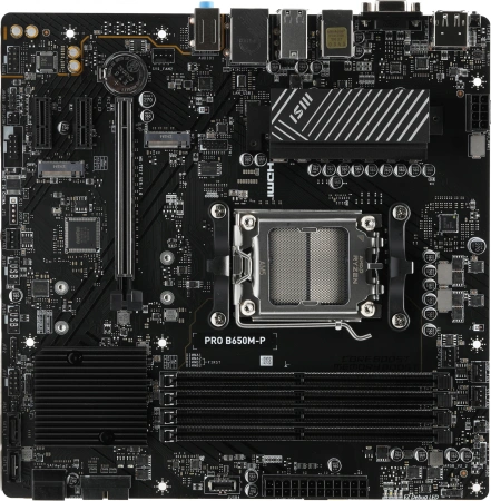 Материнская плата MSI PRO B650M-P Socket AM5 AMD B650 4xDDR5 mATX AC`97 8ch(7.1) 2.5Gg RAID+VGA+HDMI+DP