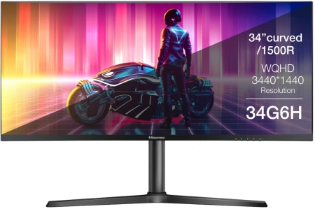 Монитор Hisense 34" 34G6H черный VA LED 21:9 HDMI HAS Piv 400cd 178гр/178гр 3440x1440 165Hz FreeSync Premium DP UW 7.6кг