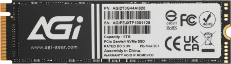 Накопитель SSD AGi PCIe 4.0 x4 2TB AGI2T0G44AI828-CB AI828 M.2 2280