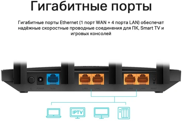 Роутер беспроводной TP-Link Archer C6U AC1200 10/100/1000BASE-TX черный