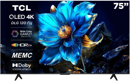 Телевизор QLED TCL 75" 75P7K черный 4K Ultra HD 60Hz DVB-T DVB-T2 DVB-C DVB-S DVB-S2 USB WiFi Smart TV