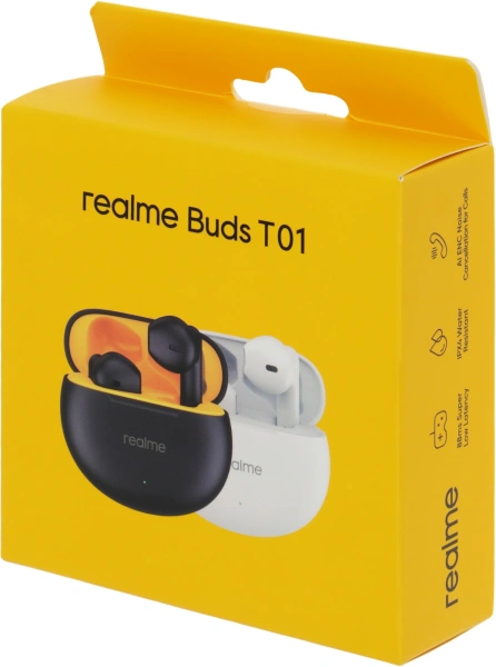 Гарнитура вкладыши Realme Buds T01 черный беспроводные bluetooth в ушной раковине (6941764436190)