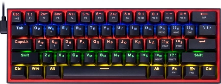 Клавиатура Redragon Fizz механическая черный USB Multimedia for gamer LED (72595) кабель 1.8м