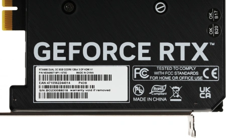 Видеокарта Palit PCI-E 4.0 PA-RTX4060 DUAL OC NVIDIA GeForce RTX 4060 8Gb 128bit GDDR6 1830/17000 HDMIx1 DPx3 HDCP Ret