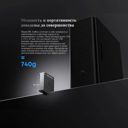 ПК Мини Chuwi AuBox Ryzen 7 8745HS (3.8) 32Gb SSD1Tb 780M Windows 11 Pro 2x2.5GbitEth WiFi BT 120W серебристый/черный